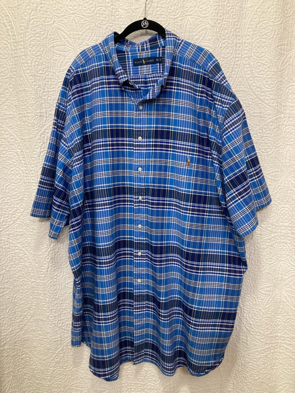 Ralph Lauren Men’s Blue Plaid Button Down Shirt sz 4XL Tall